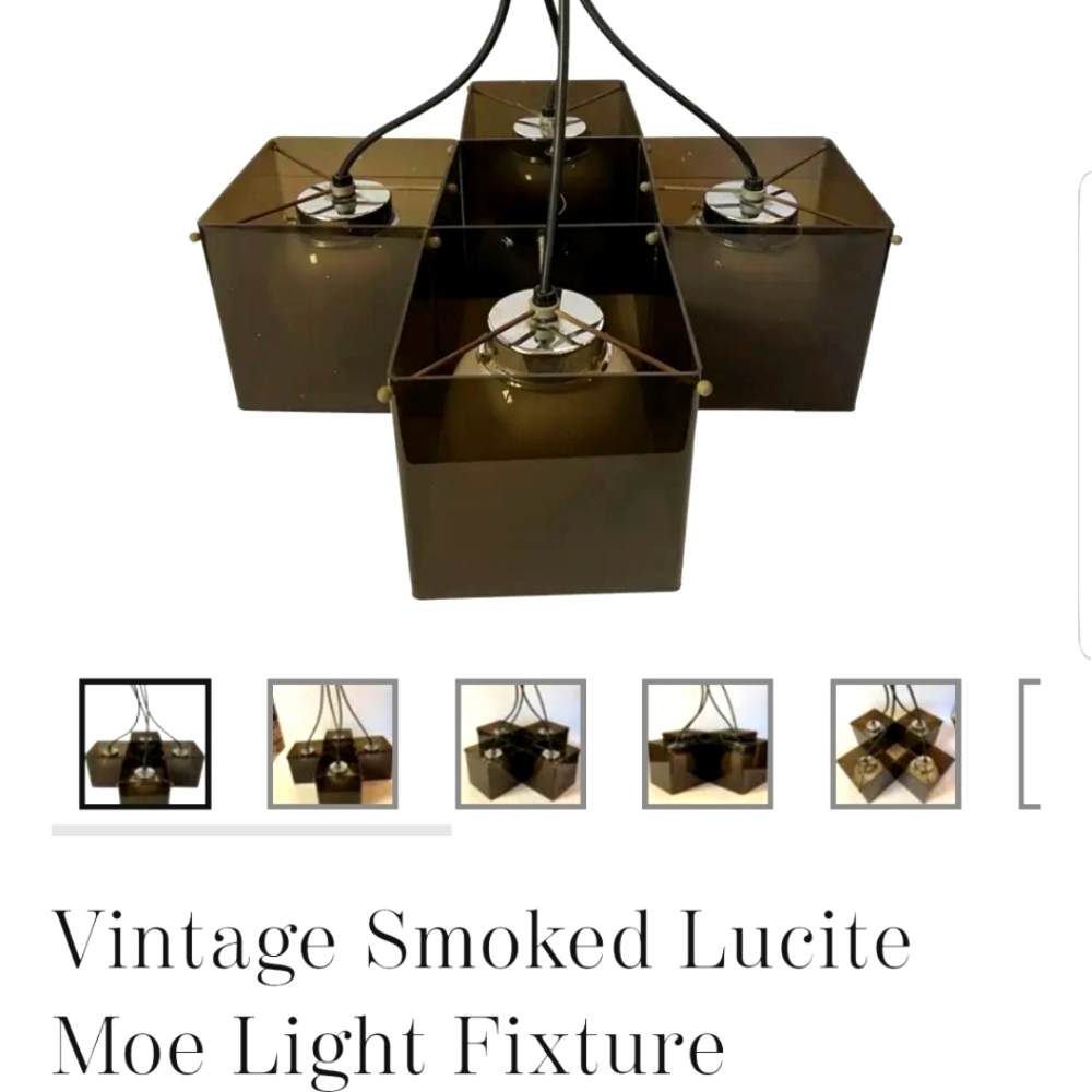 Vintage Smoky Lucite Moe Light Fixture